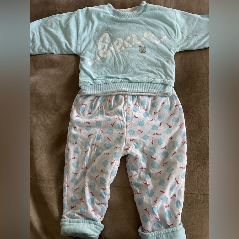 Vintage Baby Light Blue Reversible Bear Set